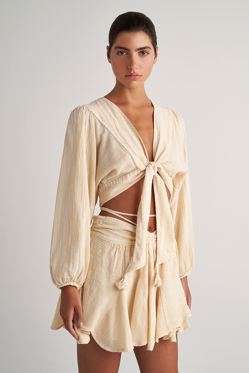 PEARL & CAVIAR OF GREECE - SAMPLE S/M -S24P5155 - LINEN COTTON VISCOSE - TOP ONLY