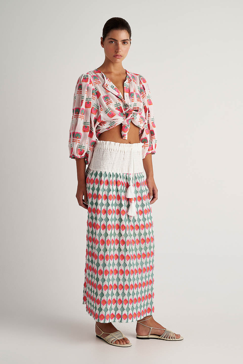 PEARL & CAVIAR OF GREECE - SAMPLE S/M - S24P5213 - 100% COTTON - MAXI SKIRT