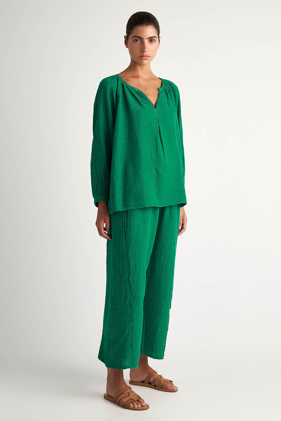 PEARL & CAVIAR OF GREECE - SAMPLE S/M -S24P5274 - LINEN COTTON VISCOSE -PANT ONLY