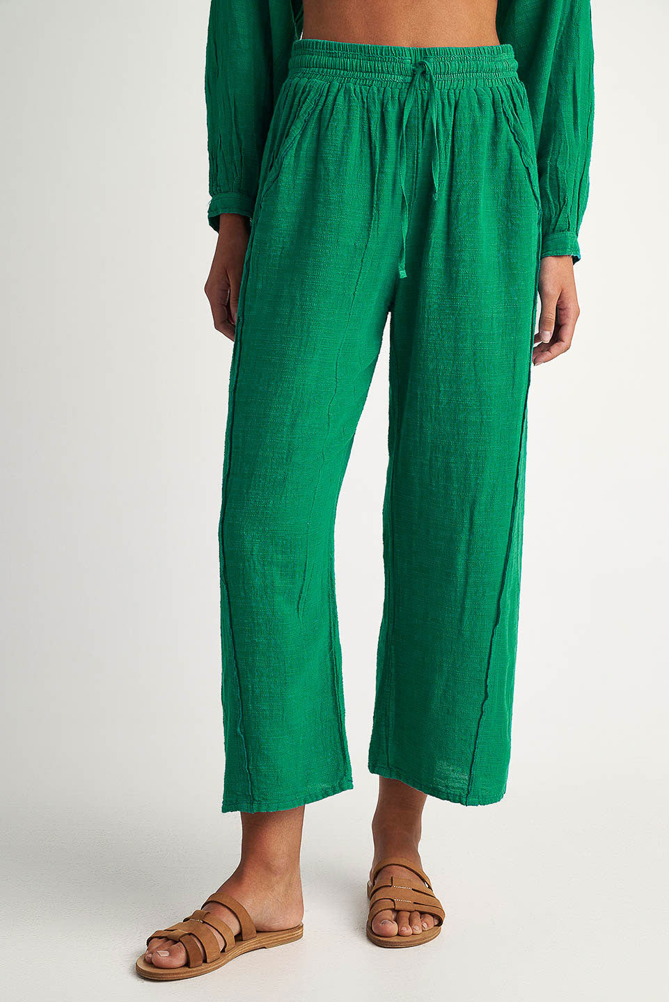 PEARL & CAVIAR OF GREECE - SAMPLE S/M -S24P5274 - LINEN COTTON VISCOSE -PANT ONLY