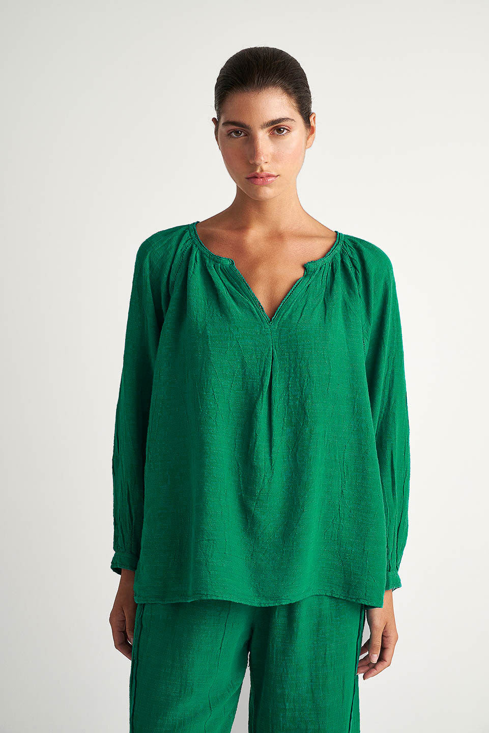 PEARL & CAVIAR OF GREECE - SAMPLE S/M -S24P5281 - LINEN COTTON VISCOSE - BLOUSE ONLY