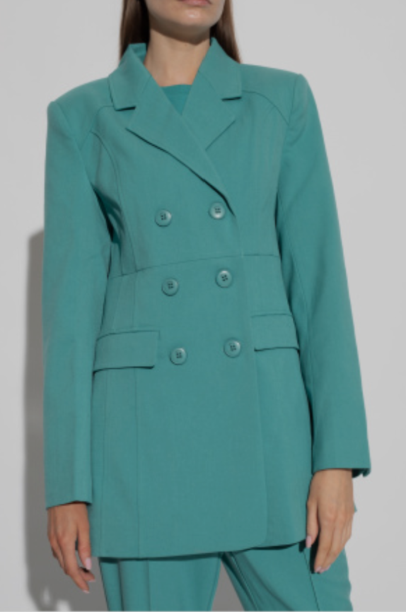 GESTUZ - CAISAGZ SLIM BLAZER TEAL