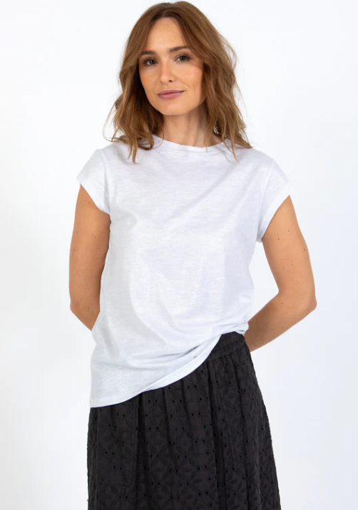COSTER COPENHAGEN - CCH1186 METALIC TEE WHITE/SILVER SHIMMER