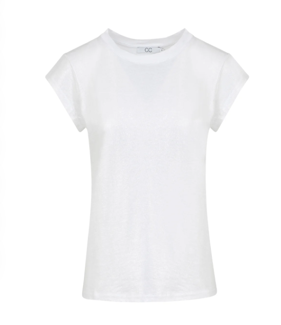 COSTER COPENHAGEN - CCH1186 METALIC TEE WHITE/SILVER SHIMMER