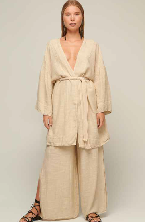 PEARL & CAVIAR SAMPLE S/M  - S22P1059 KIMONO LINEN BLEND