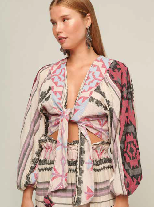 PEARL & CAVIAR SAMPLE S/M - S22P1038 100% COTTON CROP TIE TOP