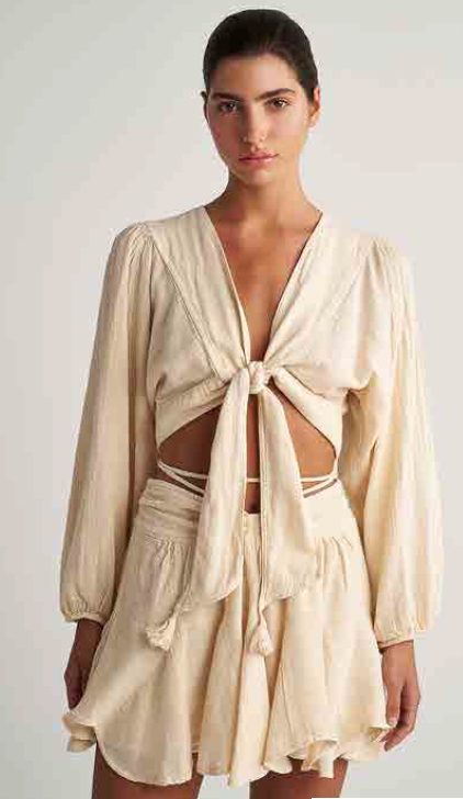 PEARL & CAVIAR OF GREECE - SAMPLE S/M -S24P5155 - LINEN COTTON VISCOSE - TOP