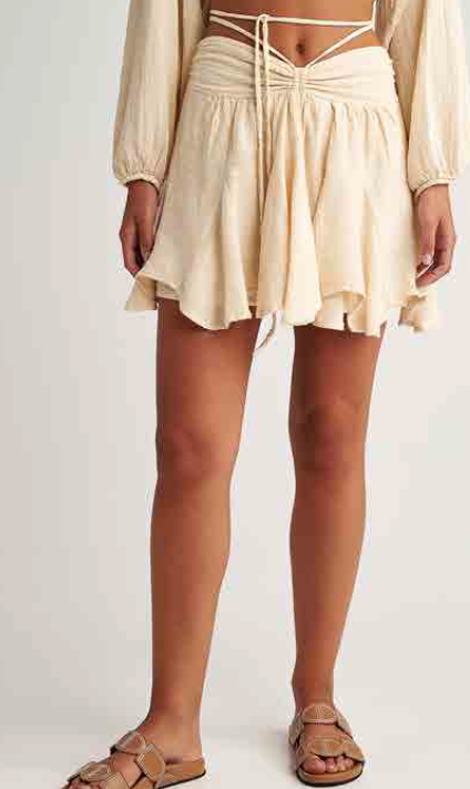 PEARL & CAVIAR OF GREECE - SAMPLE S/M -S24P5155 - LINEN COTTON VISCOSE - SKORT