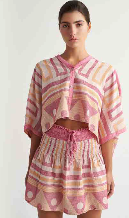 PEARL & CAVIAR OF GREECE - SAMPLE S/M -S24P5060- 100% COTTON - SKIRT