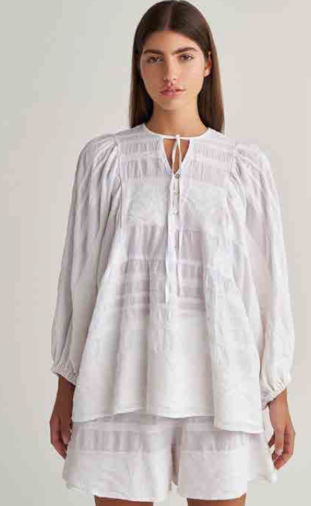 PEARL & CAVIAR OF GREECE - SAMPLE S/M -S24P5101 - 100% COTTON -BLOUSE