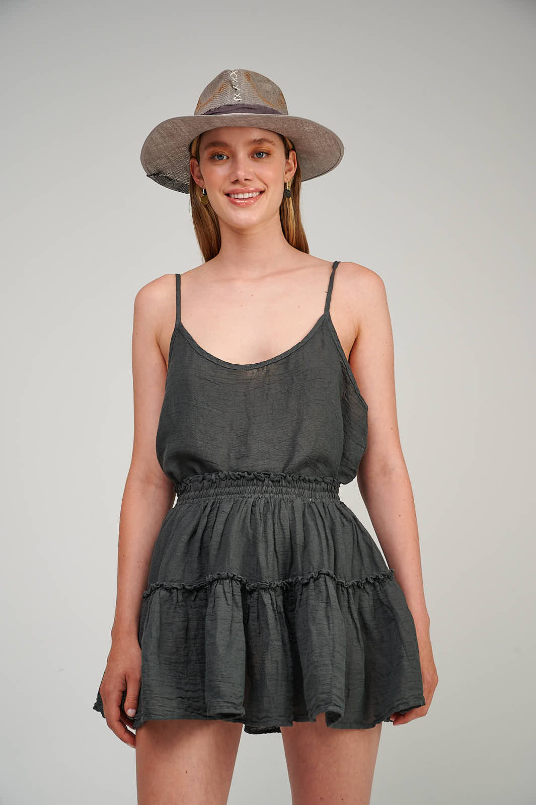 PEARL & CAVIAR OF GREECE - SAMPLE S/M - S23P6233 - LINEN COTTON MINI SKIRT