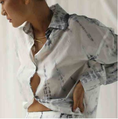 FARA | RELAXED SHIRT | 100% SILK | ASH TIE DYE | ML